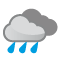 Céu encoberto com chuva moderada