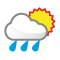 Períodos nublados com chuva moderada