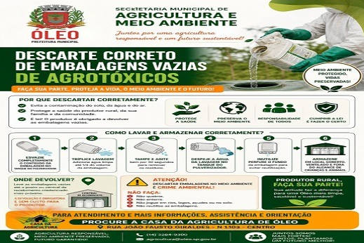 DESCARTE CORRETO DE EMBALAGENS VAZIAS DE AGROTOXICOS