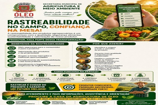 RASTREABILIDADE NO CAMPO, CONFIANÇA NA MESA !